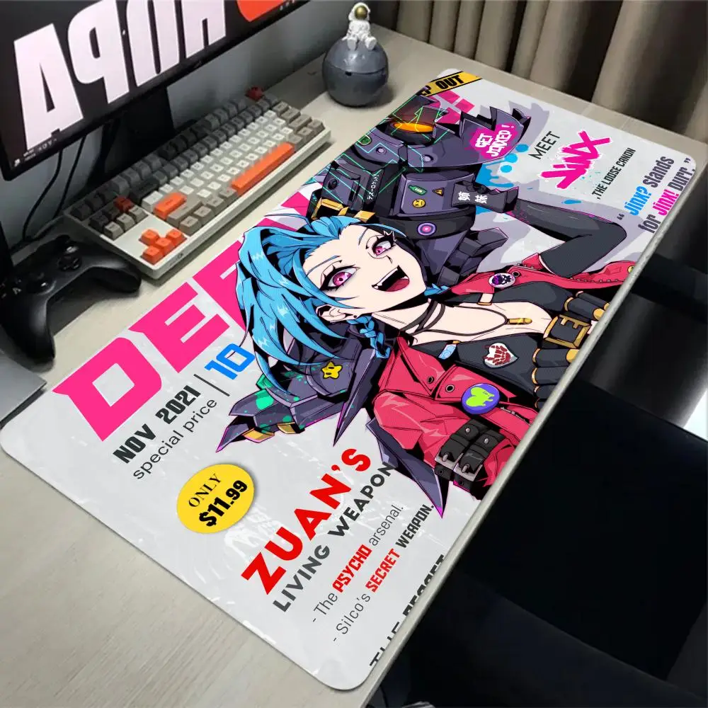 Anime Girls Mouse Pad Gamer Expansion pad Anti-slip Rubber jinx carpet Computer HD Desk Mat Stitched Edge Large Gaming Mousepad