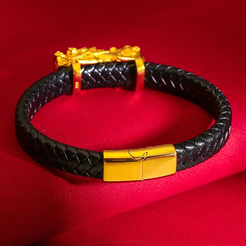 Dominierende Leders eil Pixiu Anhänger Armreifen Armband 18 Karat Gold Farbe Armbänder für Herren Armband Geschenke nicht verblassen