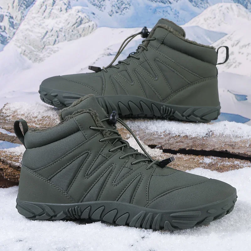 

2024 Winter Booties Men Snow BareFoot Casual Shoes Outdoor Work Shoes Ladies Warm Fur Men Ankle Shoes Male Snow Boots Plus Size