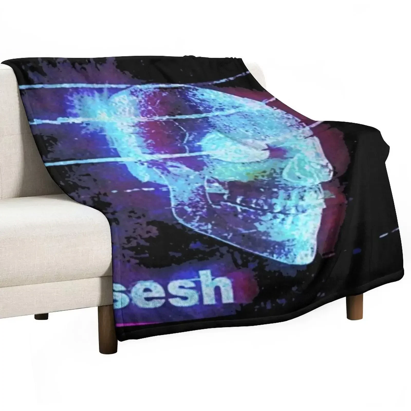 

SESHSKULL BLUE Throw Blanket Bed linens Soft Big Blankets