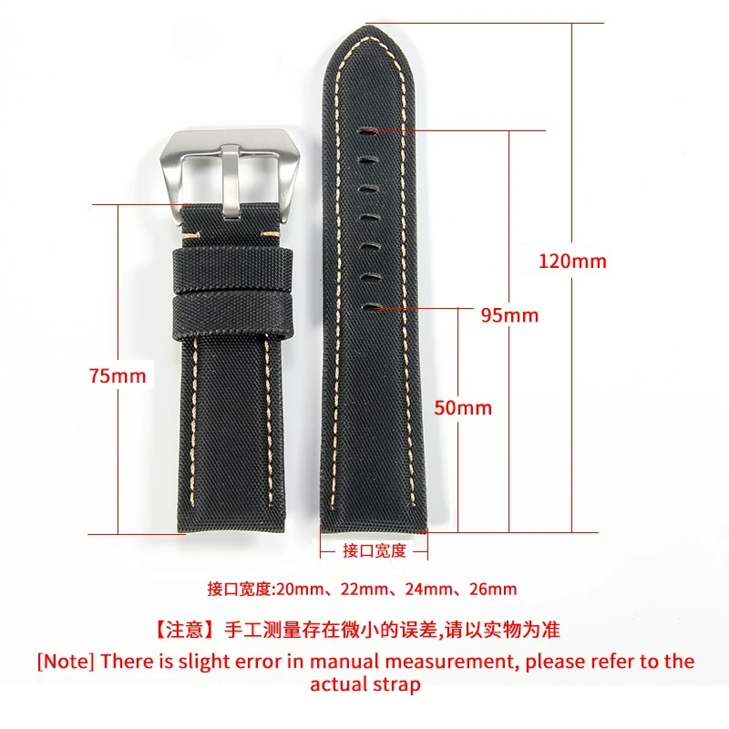 For Panerai Luminor Submersible Series PAM01661/PAM00441 Dainty Nylon Genuine Leather Watch Strap Black Style 20 22 24 26mm