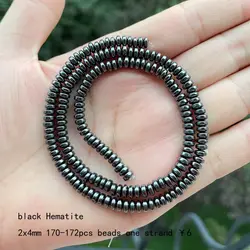 Cuentas de piedra negra de ábaco Natural de hematita, accesorios de bricolaje, collar, pulsera, fabricación de joyas, hilo espaciador, 15 