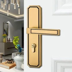 Modern Pure Copper Anti-theft Mechanical Door Locks Interior Bedroom Silent Handle Gate Lock Hotel  Hardware Supplies