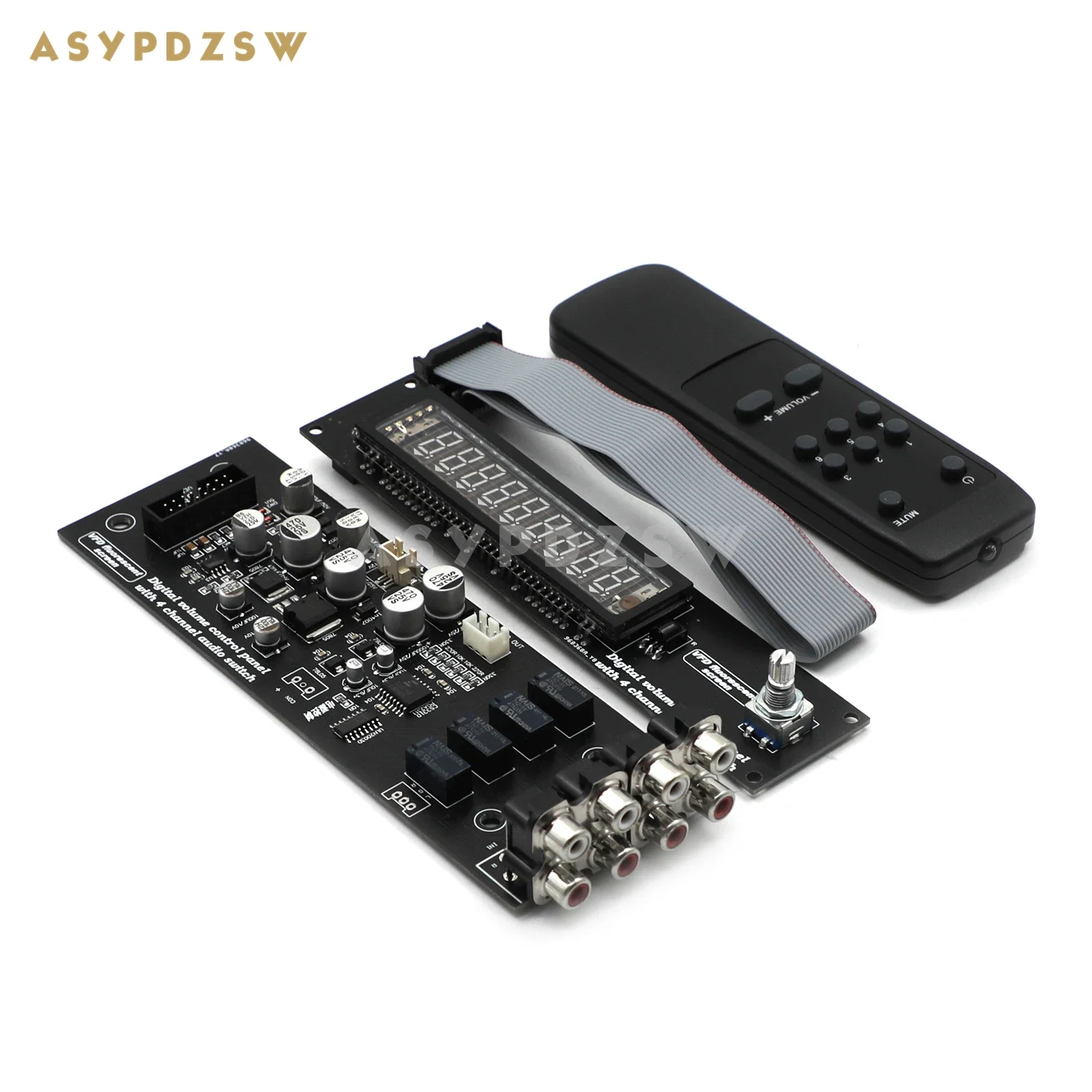 Assembeld CS3310 Remote Preamplifier Finished board With VFD Display 4 Way Input