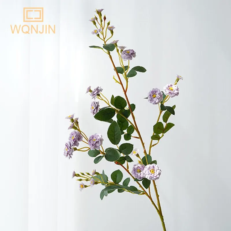 WQNJIN 75 cm Blau Hochwertige Europäische Mini Rosen Lange Zweig Künstliche Seidenblumen Hause Tischdekoration Raumdekoration – Detail 13