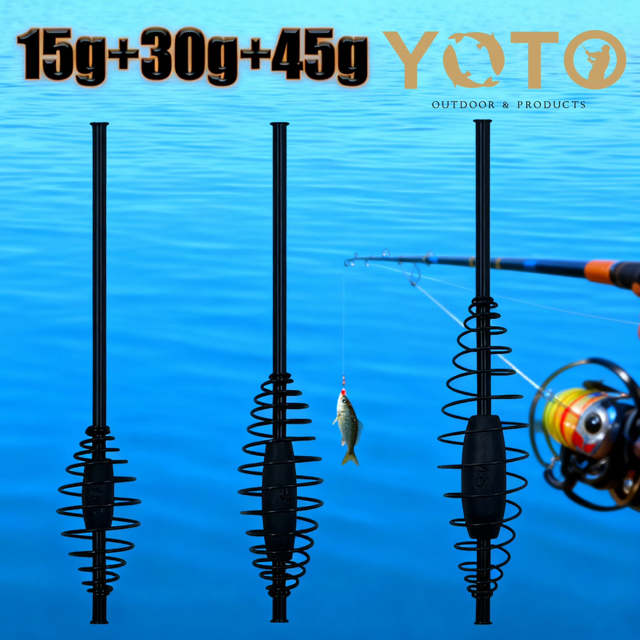 YOTO Karpfenangeln Köder Feeder Feder mit Blei, robustes Angelköderkäfig-Set für Karpfen-Grob-Angelgerät