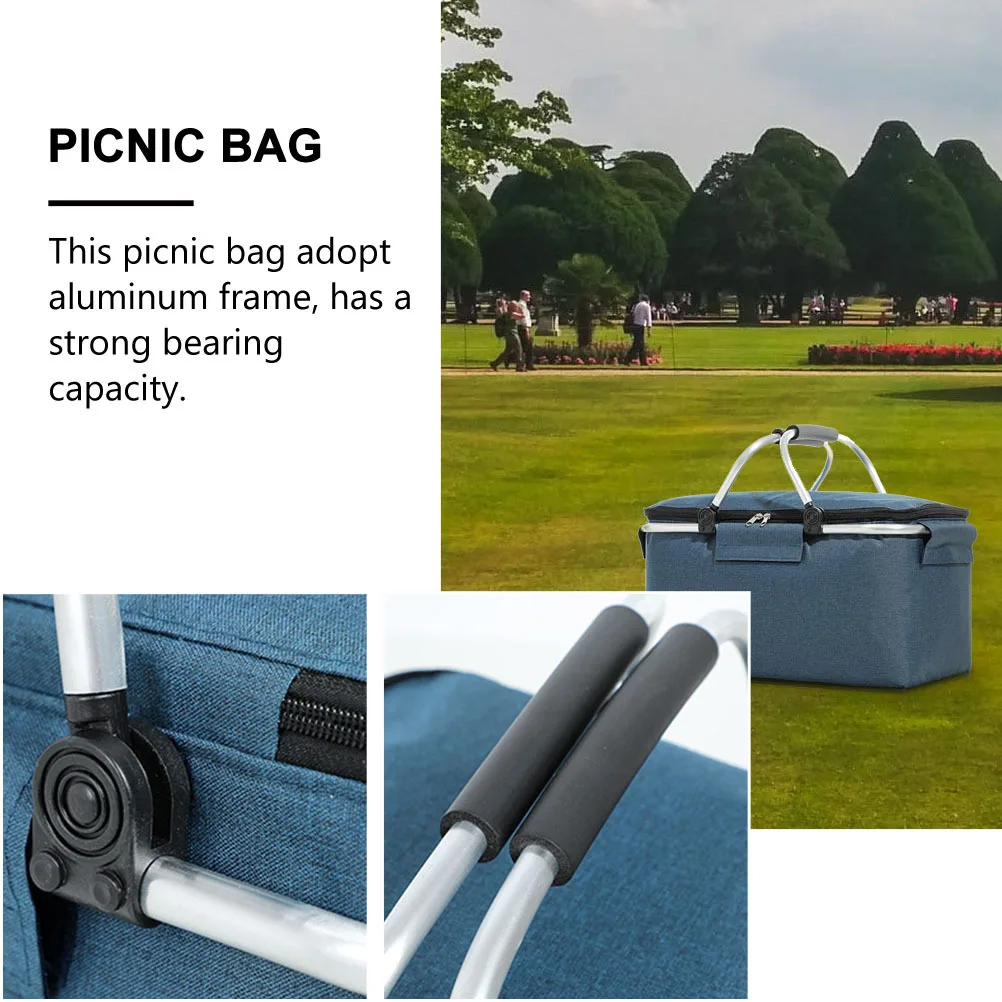 

1Pcs Large Capacity Insulated Picnic Basket Portable Cooler Tote with Abrasion Resistant Material Ideal for Picnic Bbq Beach