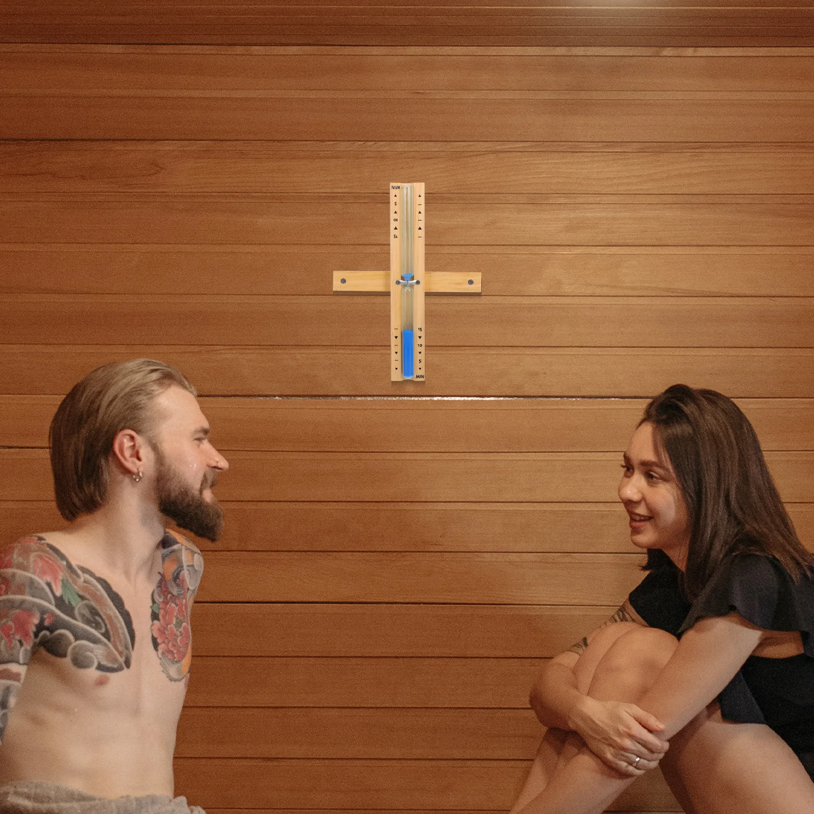 

Reusable Wooden Hourglass Sauna Timer 15-Minute Time Reminder Transparent Design Practical and Durable Hourglass Sauna Timer