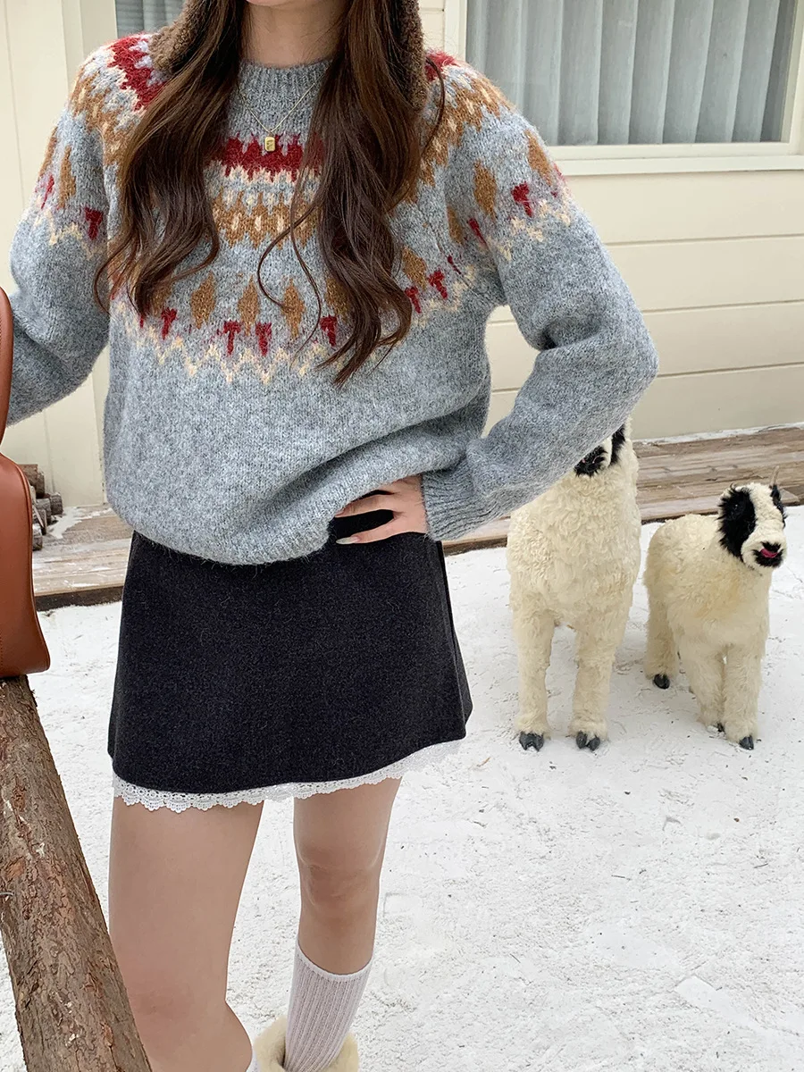 Vintage Fair Island Jacquard Crew Neck Sweater Z