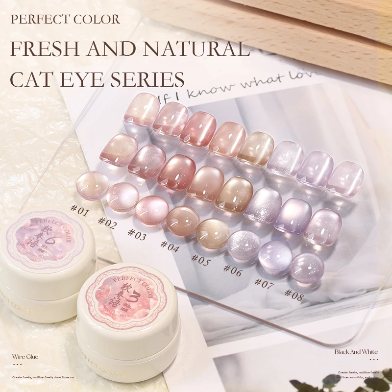 PERPECT COLOR 1 pieza 5g esmalte de Gel de ojo de gato con imán brillo holográfico brillo translúcido Color gelatina esmalte de uñas magnético