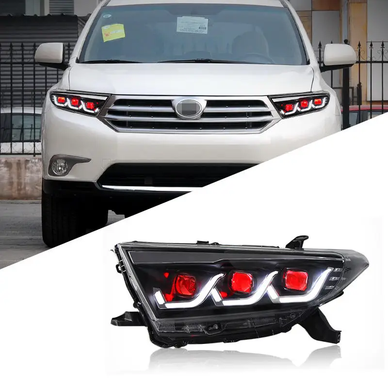 For Toyota Highlander 2012-2014 headlight assembly modified LED daytime running light lens headlight streamer turn signal