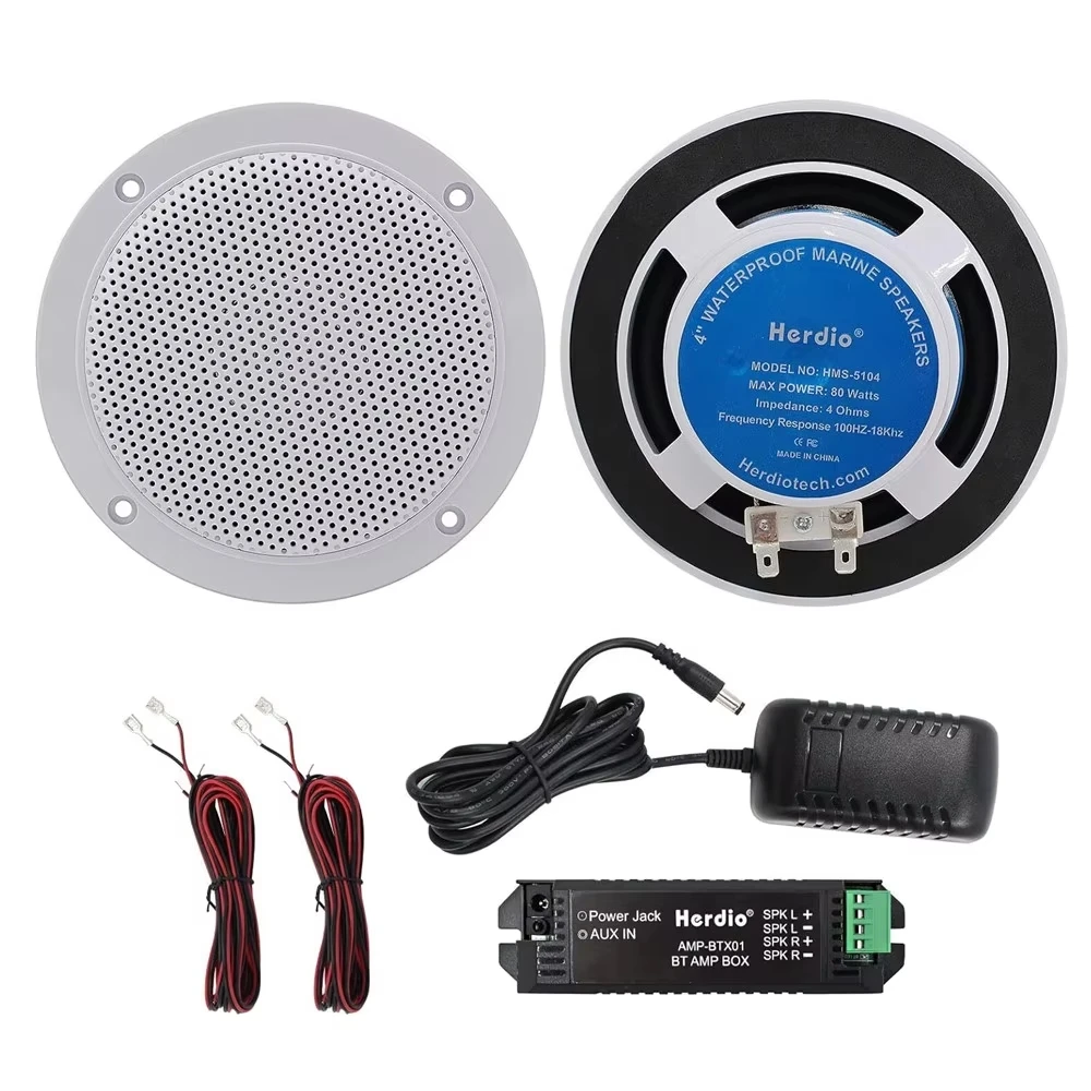 

Herdio 160 Вт 4 ''водонепроницаемые морские потолочные колонки с Bluetooth для ванной комнаты, дома, кемпера, тележки для гольфа, лодки со скрытым креплением