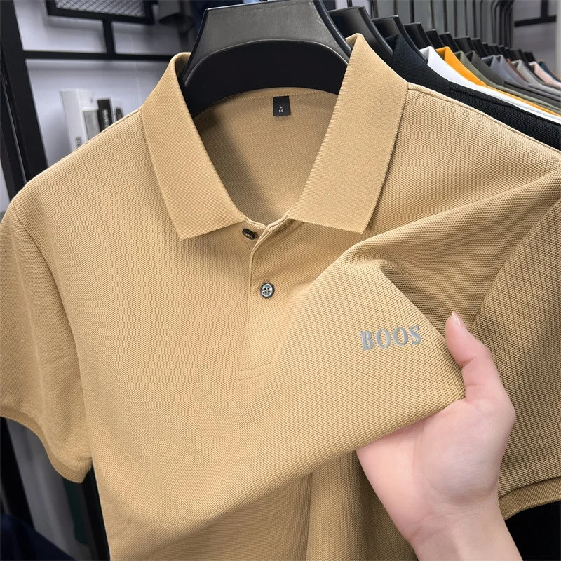 100% Baumwolle Hochwertige Herren Kurzarm-Poloshirts mit Kragen und Knöpfen Buchstabendruck Mehrere Farboptionen Meistverkaufte Herrenbekleidung – Detail 34
