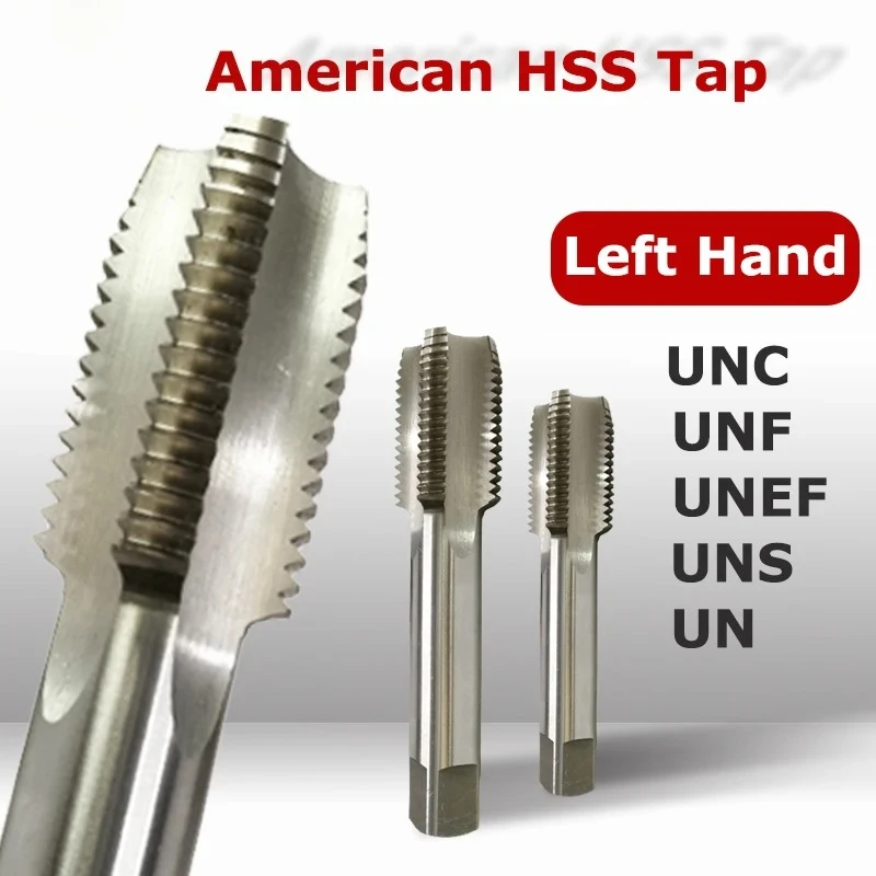 Left‑Hand HSS Straight Flute Machine Tap UNC UNF UNEF 3/16‑7/8 Inch Screw Thread Tapping Cutting Tool