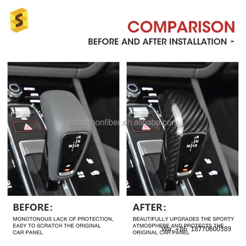 ES Automatic Shift Knob Carbon Fiber Cover for Porsche Cayenne 2018 for Now Interior Accessories Car Decoration