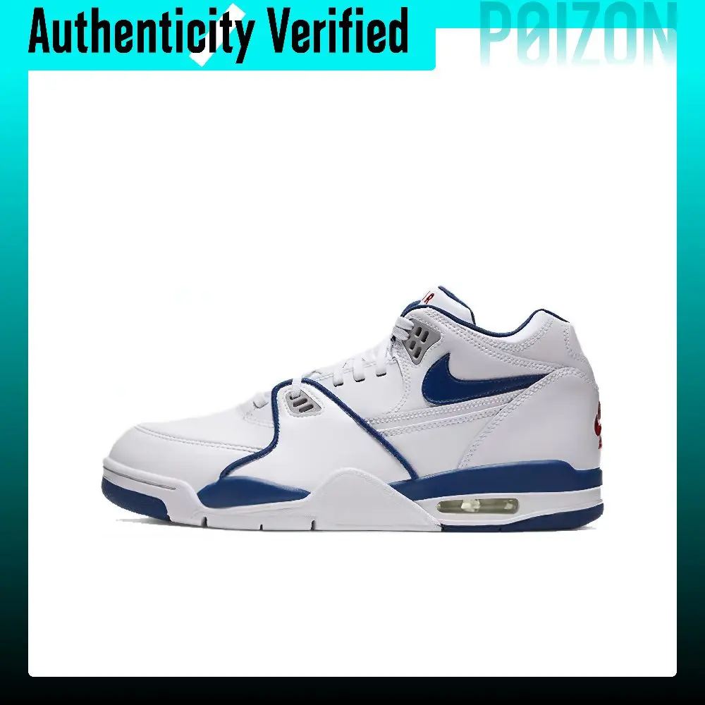 Nike Air Flight 89 Mid top Basketball Shoes Men's White Blue CN5668-101