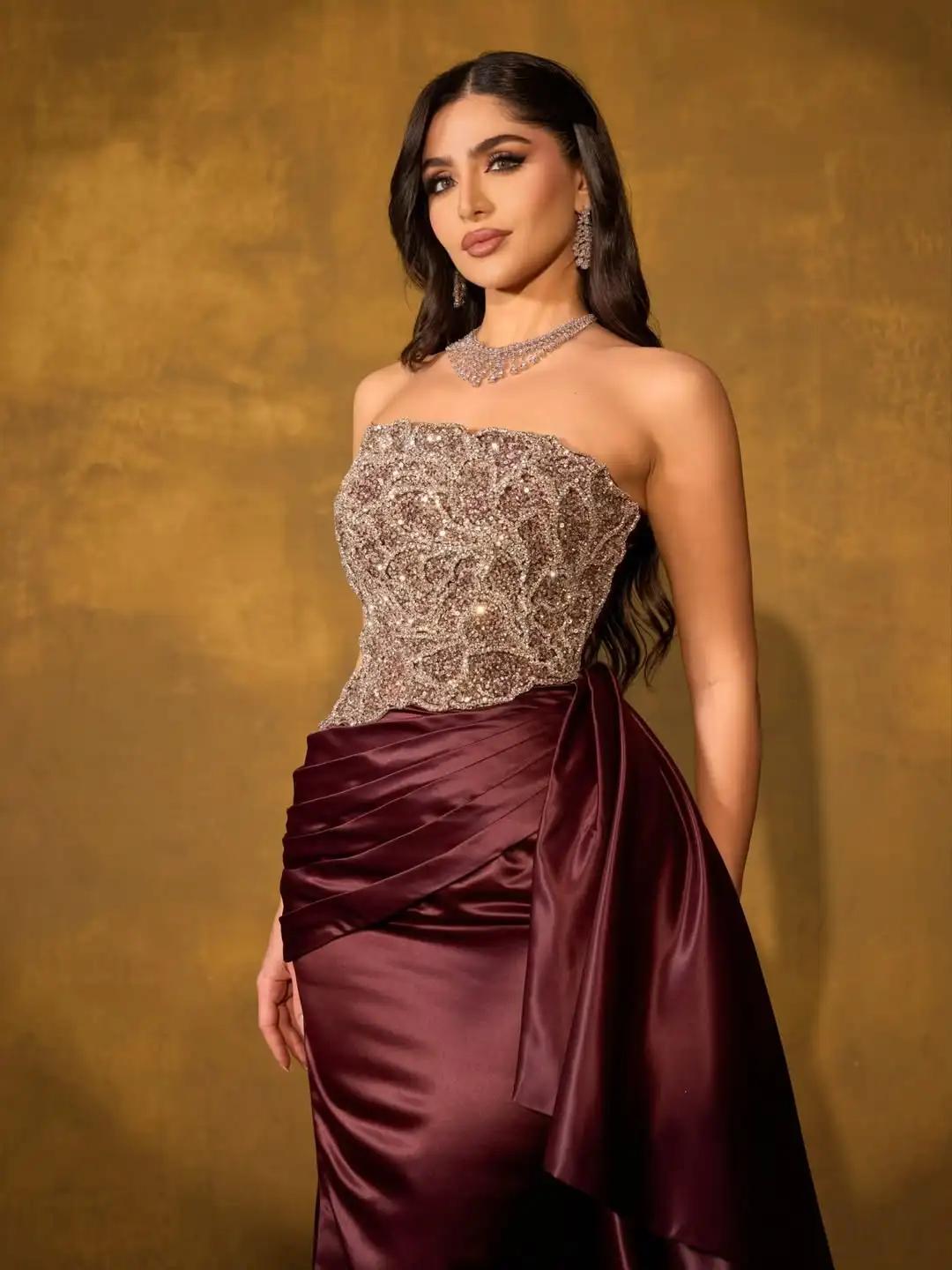 Ofherown бордовое вечернее платье без бретелек ручной работы с рюшами из бисера атласное платье русалки вечернее платье для выпускного вечера для женщин выпускной гала-вечеринка