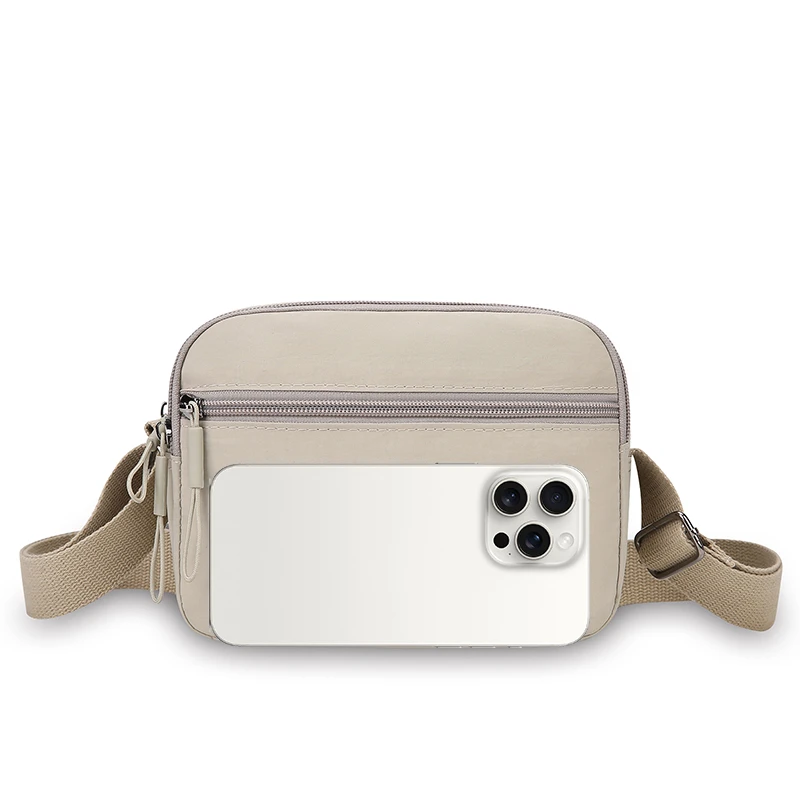 Women Nylon Crossbody Bag with Adjustable Wide Strap Lightweight Multi Layer Shoulder Purse Travel Daily Commuter Handbag Black view 2