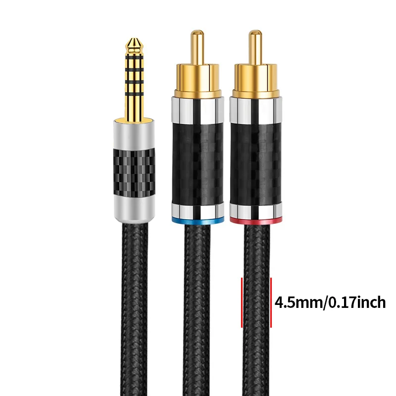 YYTCG High Fidelity 4.4mm to Dual RCA Silver Plated Audio Cable for Player Amplifier Stereo Sound Connection