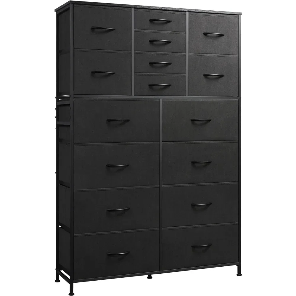 16 Drawers Dresser, Tall Dresser for Bedroom, Closet, Hallway, Storage Dresser Organizer unit,  Charcoal Black