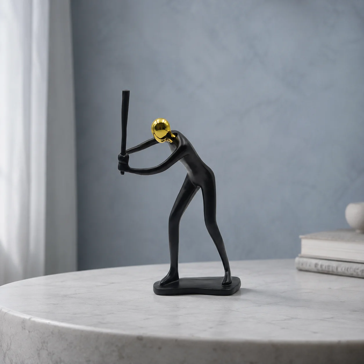 Baseball Player Sculpture Soccer Figurine Statue Football Player Modern Abstract Resin Sports Decor Home Office Desk Ornament