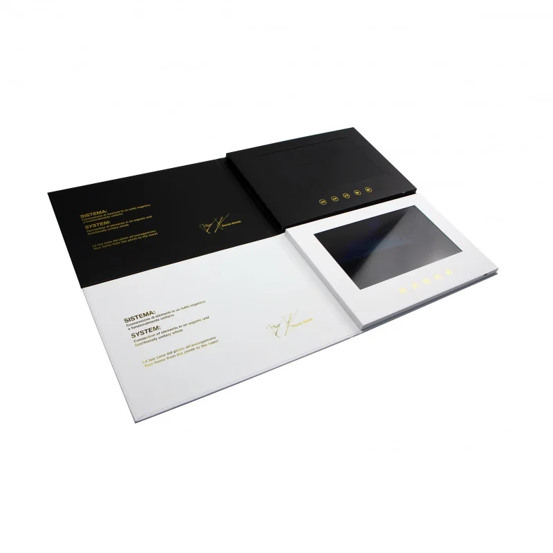 custom.greeting card for business Black bronzing birthday lcd mailer card display music book video brochure