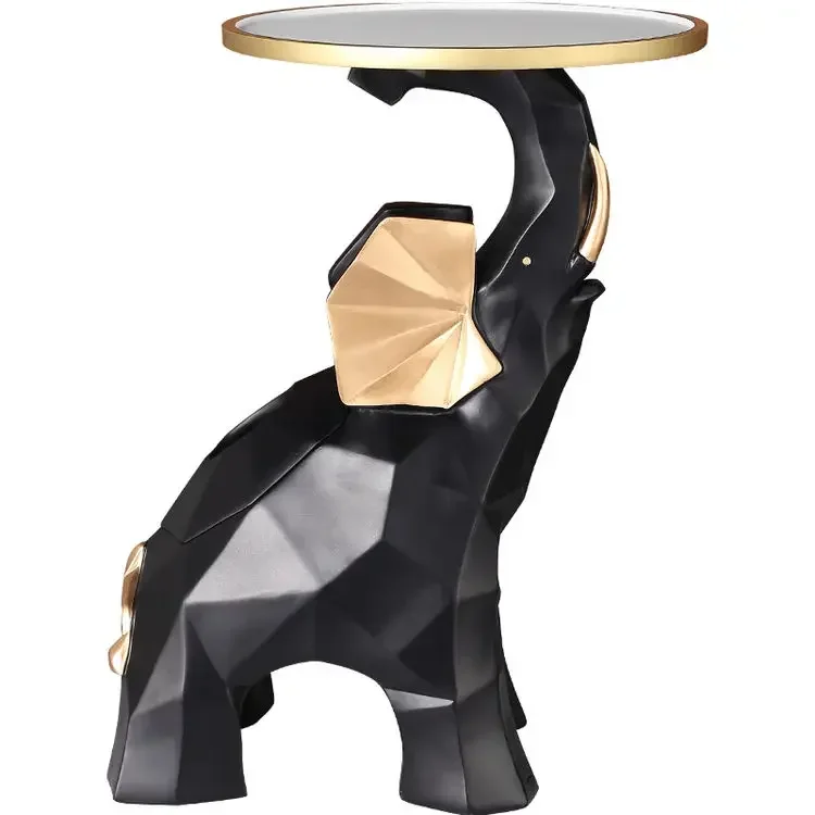 Fashion Small Resin Animal Art Deco Table Multifunction Black Elephant Mesa Centro Modern Side Coffee Table Wite Tissue Box