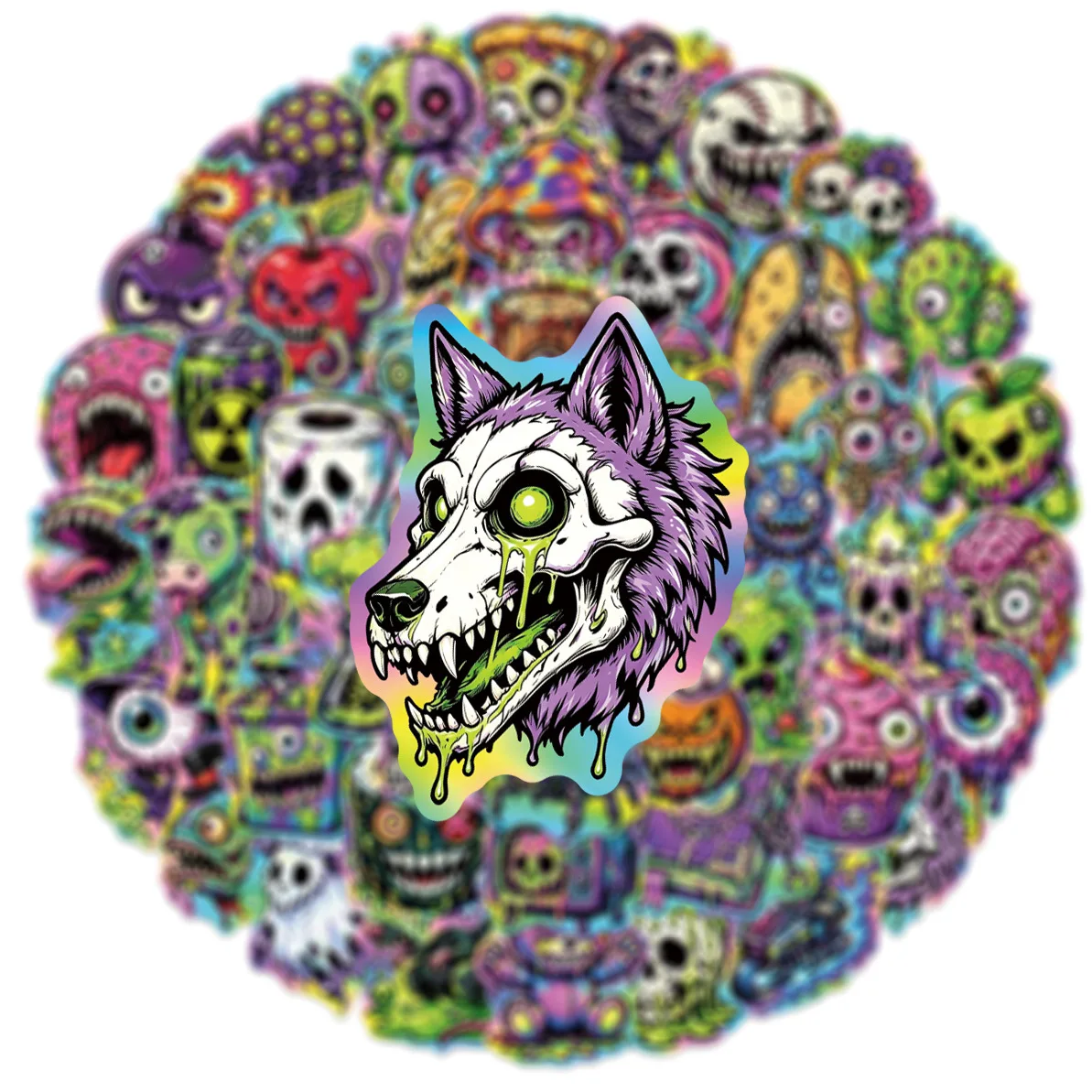 50PCS Psychedelic Monster Horror Stickers Gothic Spooky Cartoon Decals For Skateboard Laptop Water Bottle Luggage DIY Decor