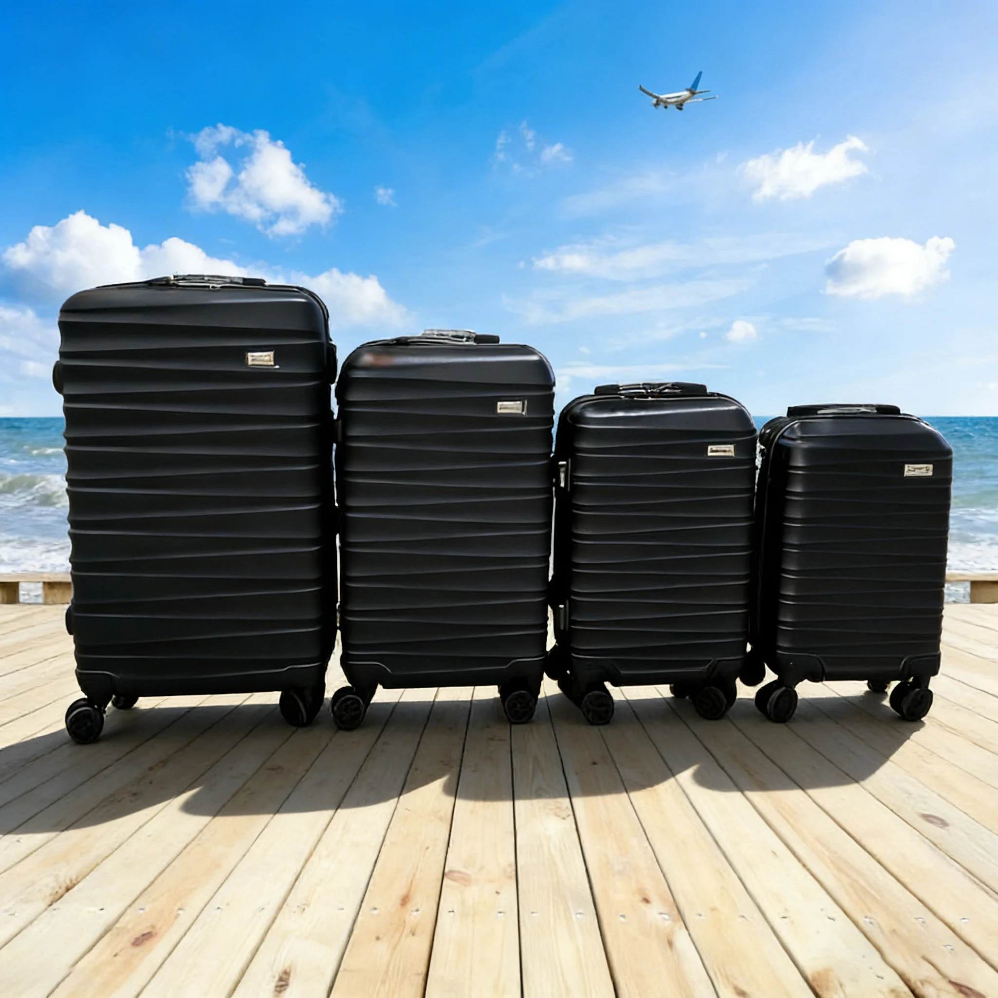 4 Piece Luggage Sets Travel Suitcase Lightweight Compact Carry-On Case Cosmetics Case Aluminum Telescopic Handle Suitcase Set