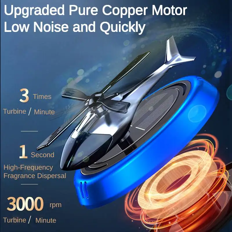 Car Air Freshener Solar Power Rotating Helicopter Car Fragrance Perfume Solar Automobile Aroma Diffuser Auto Office Decoration