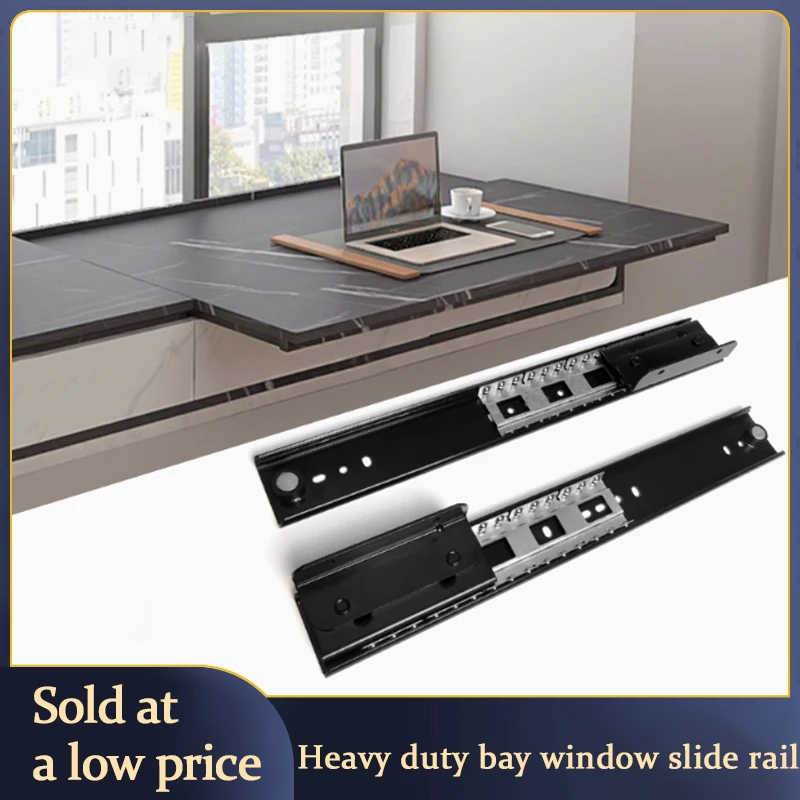 

Heavy Duty Bay Window Sliding Track Desk Extension Silent Gliding Thickened Load-Bearing Adjustable Pull-Out Tabletop Hardware