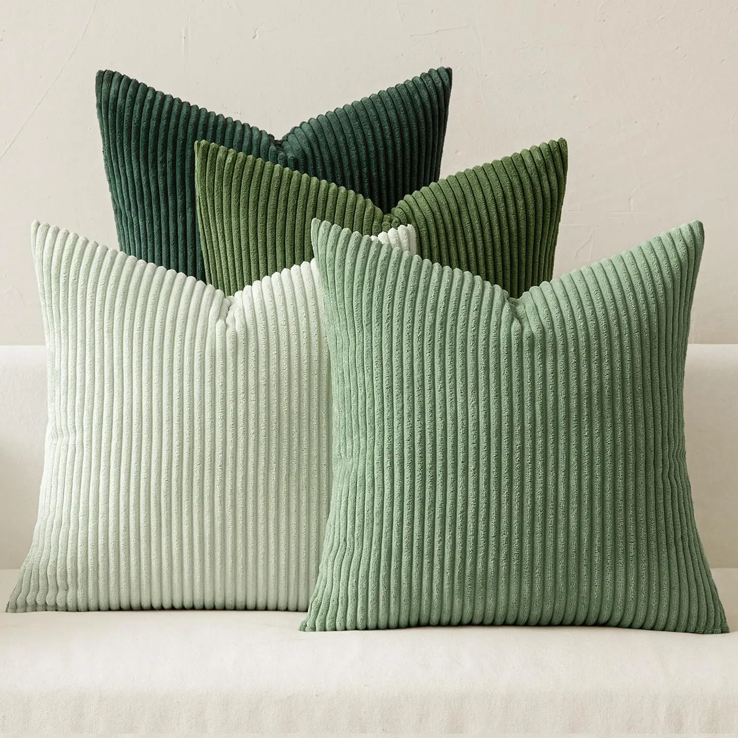 

Spring Boho Farmhouse Sage Green Throw Pillow Covers 20X20 H Set Of 4 Mordern Nordic Cushion Covers Soft Corduroy Home Decor