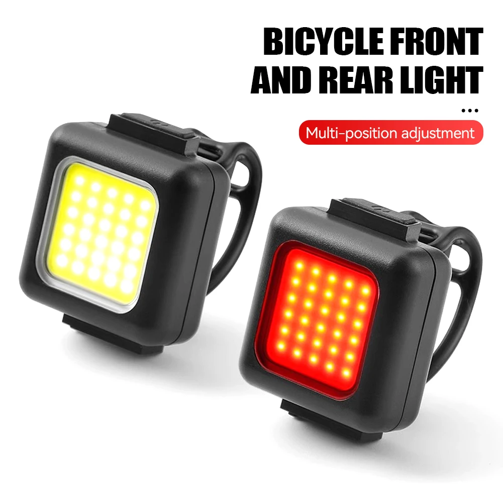 1Pc 130/80LM 150mAh Headlight Rear Lamp Type-C USB Rechargeable Waterproof COB LED Warning Cycling Light Cycling Accessories