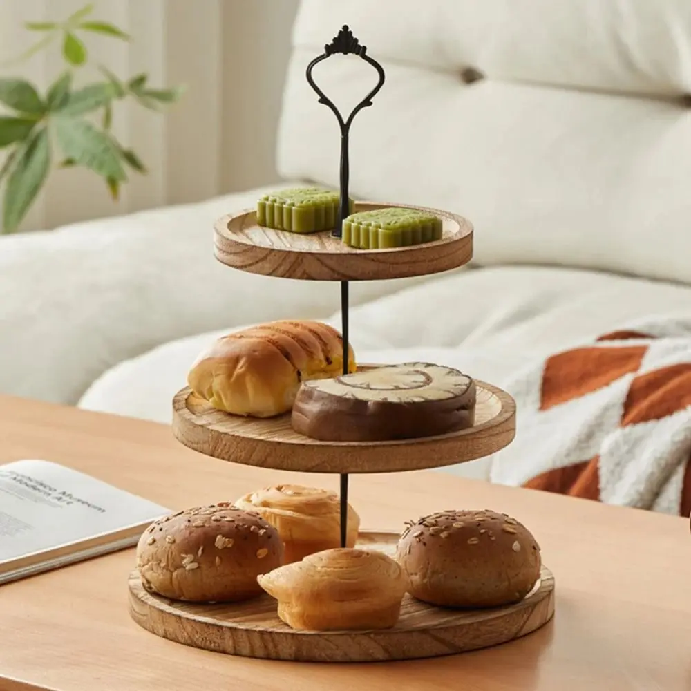 Elegant 2/3-Layer Wooden Cupcake Stand Detachable Sturdy Cake Serving Tray Widely Use Decorative Cupcake Holder Shelf Christmas
