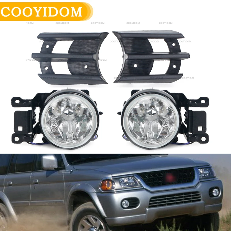 Front Bumper Fog Lights Cover For Mitsubishi Montero PAJERO SHOGUN SPORT 1999 2000-2008 Grill Fog Light Lamp Cover Grille shade