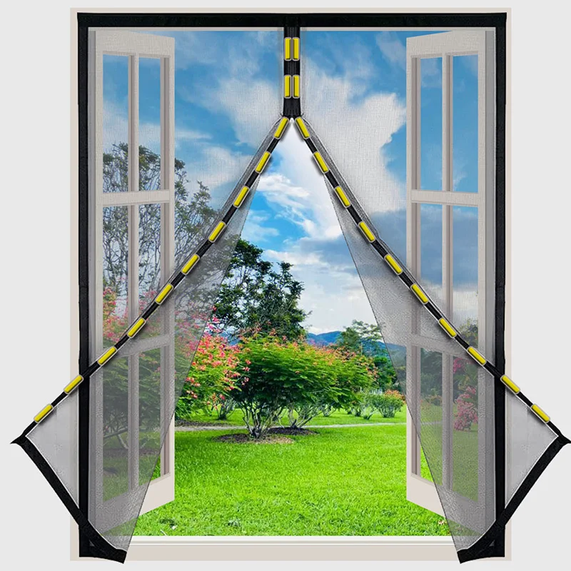 Mosquitero  pantalla magnética dtgj cortina  aire negro TUL cortina invisible personalizada tamaño especial abierto s el