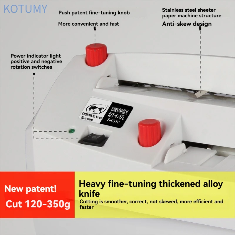 Heavy Duty Electric Business Card Cutter, Micro-Adjustment Right Angle Card Slitter, 90x54mm 300g Paper Cutting Machine for Offi