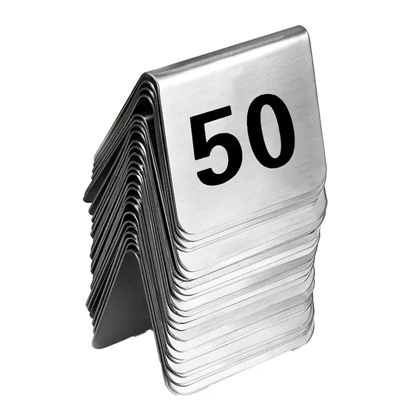 50PCS Restaurant Bar Place Table Marker Tabletop Number Sign Stackable Table Number Cards Double-Side Black Number