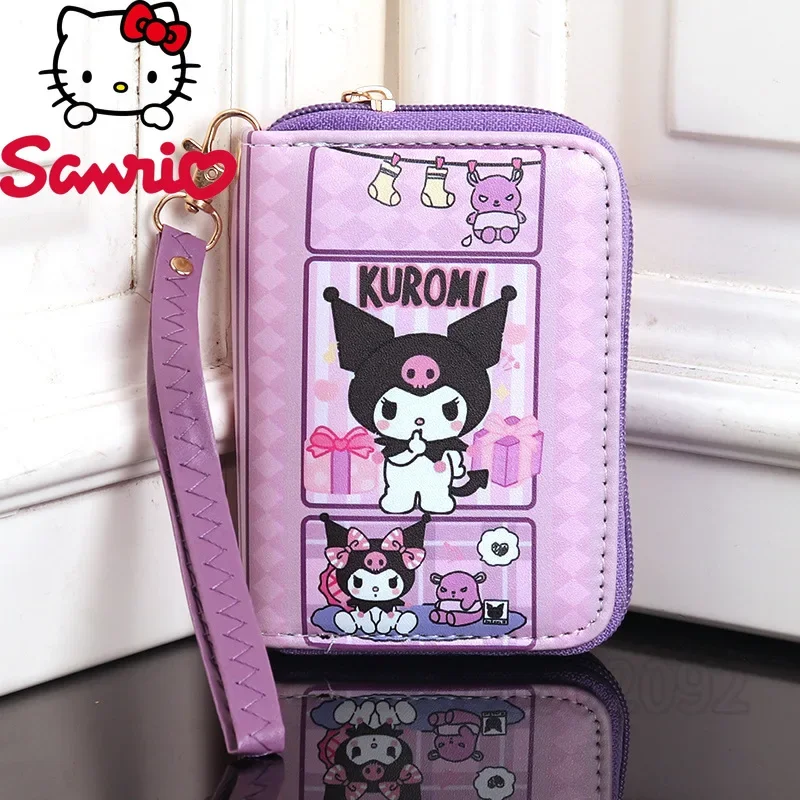Sanrio Kuromi New Coin Purse Cartoon Cute Girl Wallet Fashion Trend Portable Short Coin Purse Multiple Card Slots Large Capacity