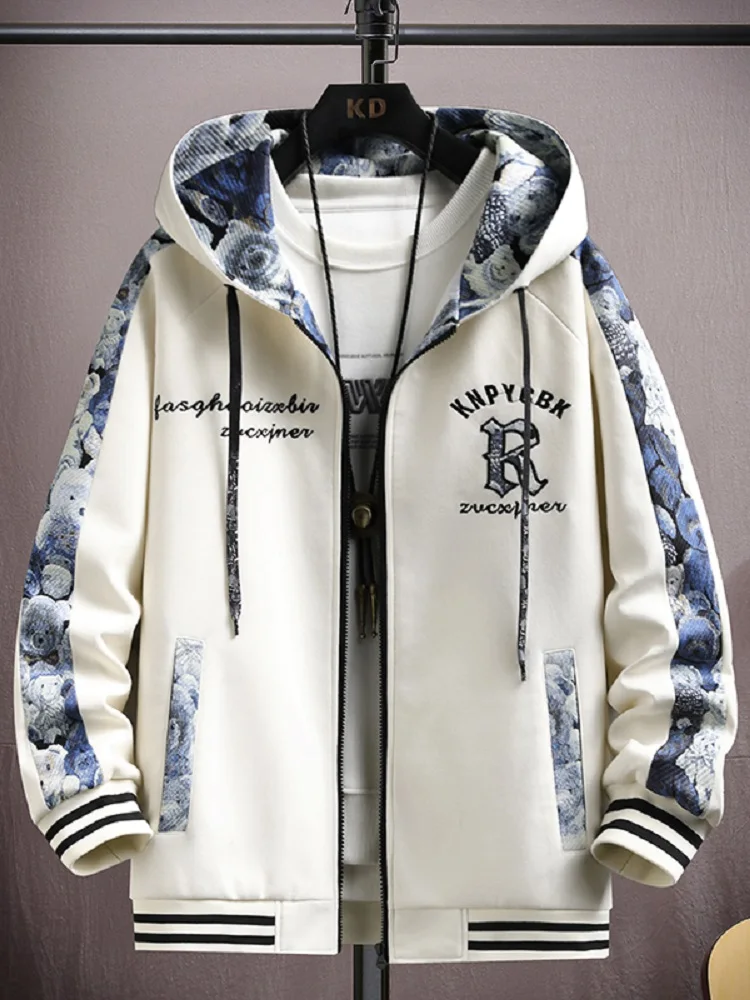 

Мужская повседневная свободная бейсбольная куртка-бомбер на весну-осень, новая модная брендовая толстовка с капюшоном, молодежная свободная бейсбольная куртка-топ с ветрозащитной молнией