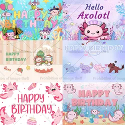 Cartoon Hello Axolotl Theme Baby Photography Background Cute Pet Animal Under the Sea Happy Birthday Party Decoration Gift Props