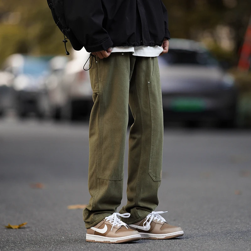 

Мужские джинсы в стиле милитари, свободные, широкие, рабочие брюки, винтажные, прямые, повседневные, в пол, с эффектом потертости