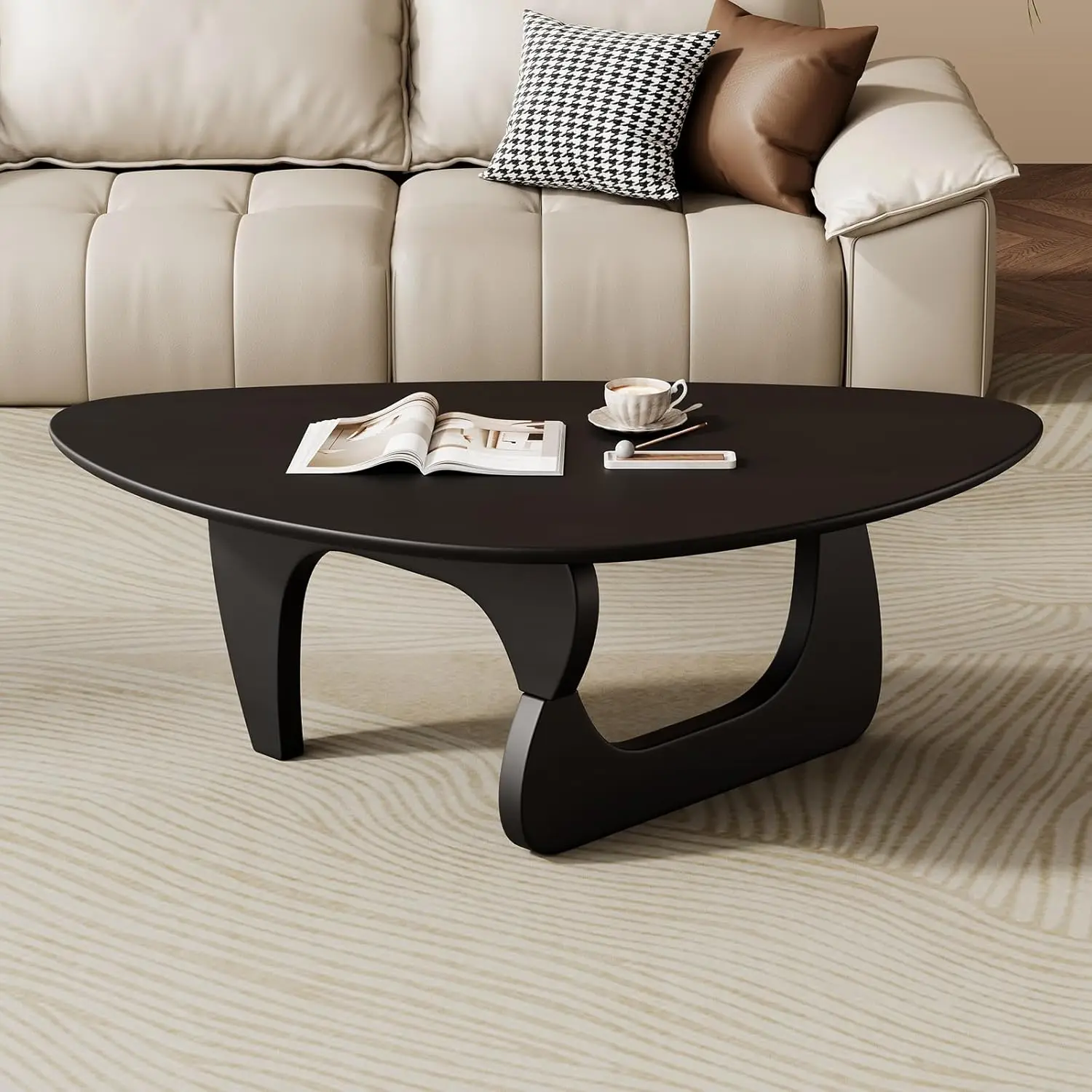 

Mid Century Modern Coffee Table - Black Wooden Coffee Table for Living Room,Center Table Suitable for Bedroom, Customized