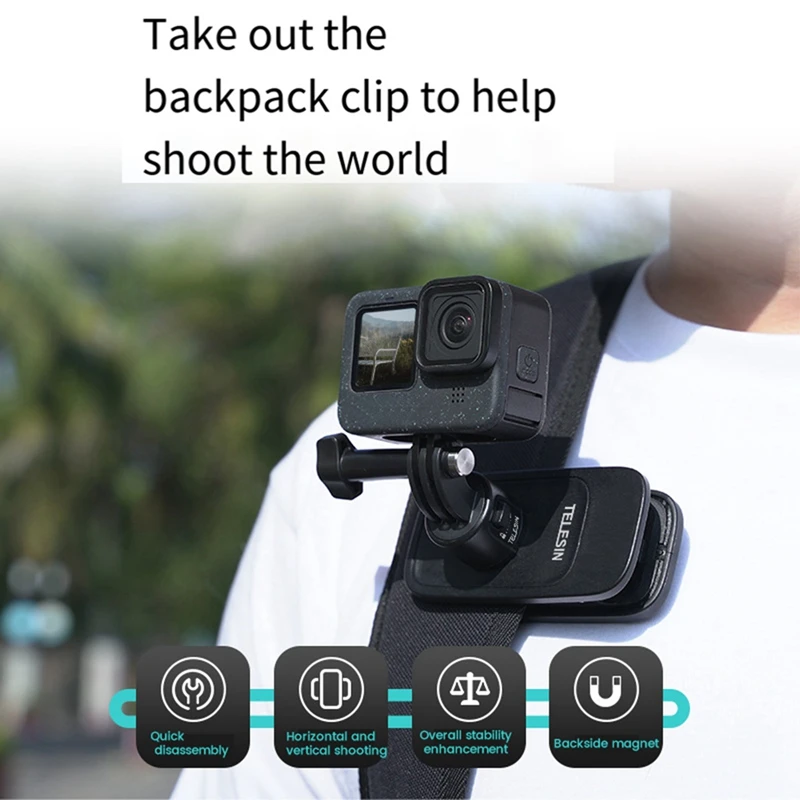 Магнитный зажим для экшн-камеры Gopro Insta360 TELESIN с вращением на 360 °