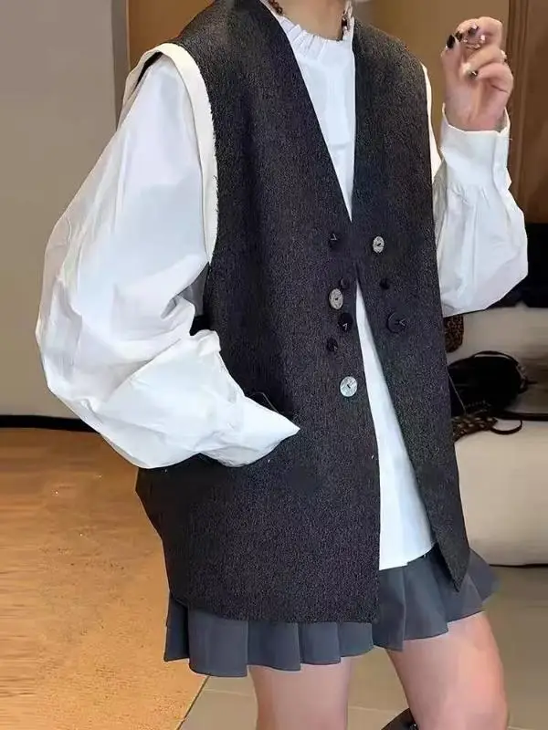 

Loose Casual Vest Top for plus Size Women Spring Season Svel Button up Slimming Outerwear irt V-Ne Regular Length