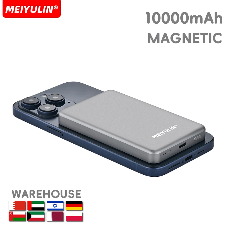 10000mAh Magnetic Wireless Power Bank Portable USB C Fast Charging Universal External Spare Battery For iPhone 16 Samsung Xiaomi