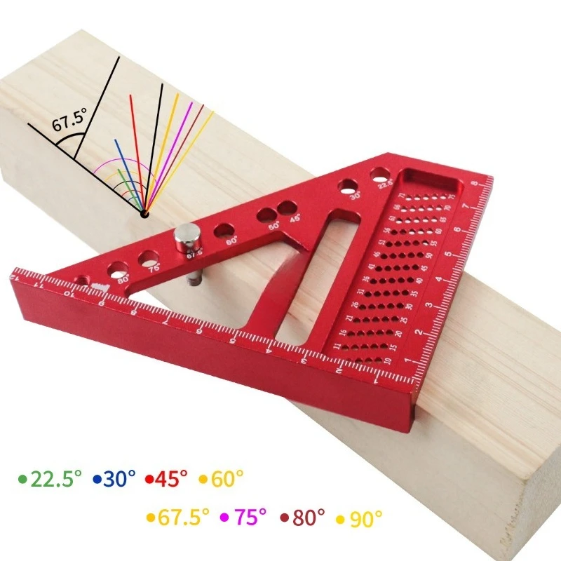 

Integrated hole triangle ruler with angle positioning rod, woodworking scribing ruler, clear scale wear-resistant and durable