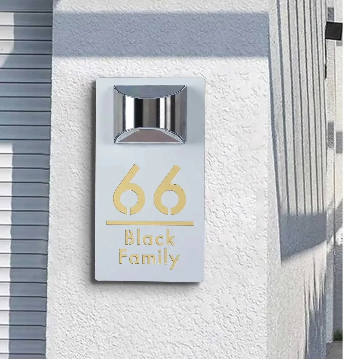 Personalized Solar House Numbers for Outside Customized Address Sign LED Address Numbers Plaque for Garden Yard Home （flat wall