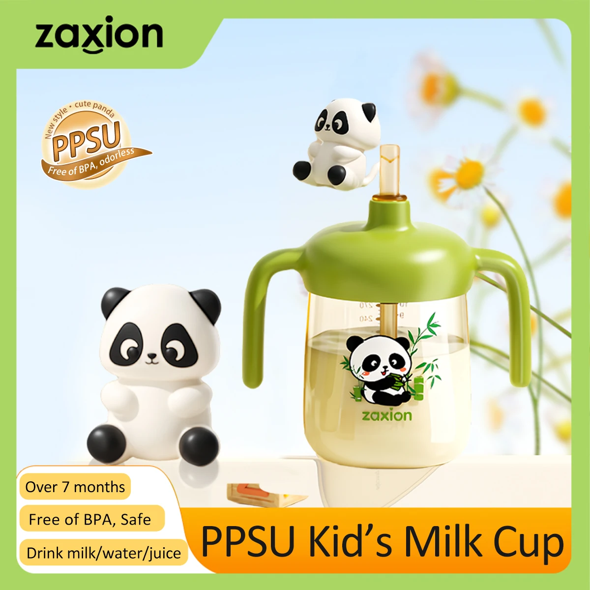 

PPSU Milk Bottle with Dual Straws, Direct Drinking Cup for 1-3 Years Baby, Toddler Water and Milk Cup