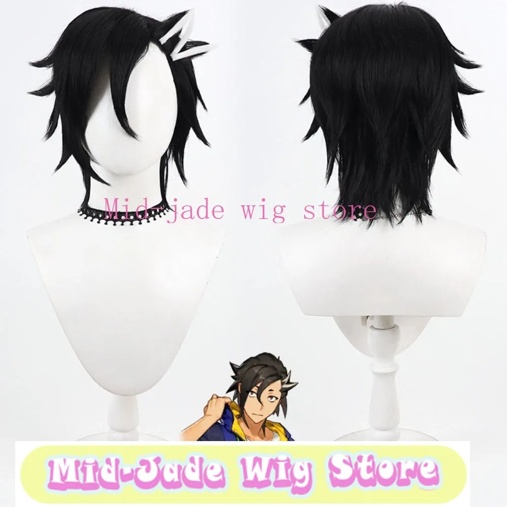 Mandricardo Cosplay Wig Black Flipped Hair Root Styling Character Look Halloween Party Performance Props